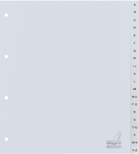 [271351] Intercalaire Kangaro G420AZ-B A4 4 perforations 20 onglets A-Z Large PP gris