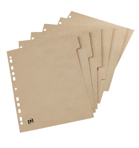 [271601] Intercalaire Oxford Touareg A4 11 perforations 6 onglets carton naturel