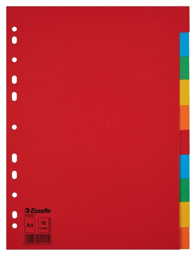 [270151] Intercalaire Esselte Economy A4 10 onglets 11perf carton assorti