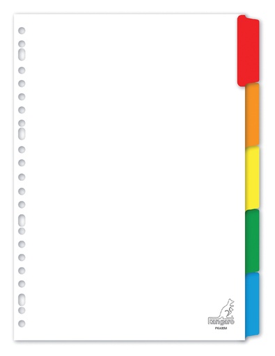 [271520] Intercalaire Kangaro PK405M A4 23 perforations 5 onglets carton blanc