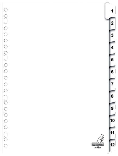 [271512] Intercalaires Kangaro 23 perf PK412CM numéro 1-12 carton