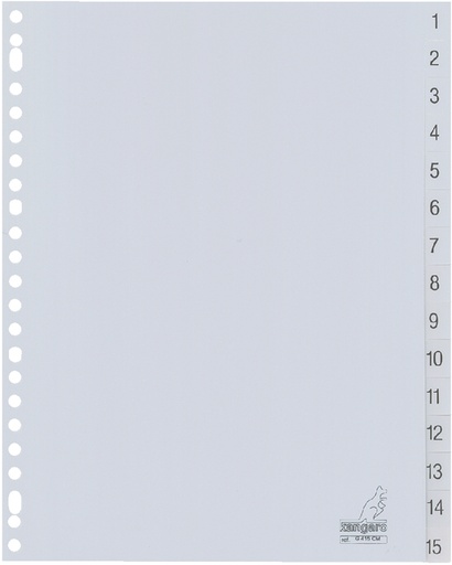 [270758] Intercalaire Kangaro G415CM A4 23 perforations numéro 1-15 PP gris