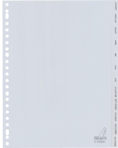 [272153] Intercalaire Kangaro G412JM A4 23 perforations 12 onglets mois PP gris