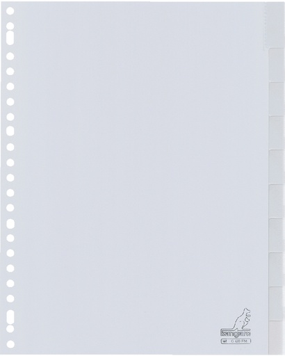 [270363] Intercalaire Kangaro G410FM A4 23 perforations 10 onglets + fenêtre PP gris