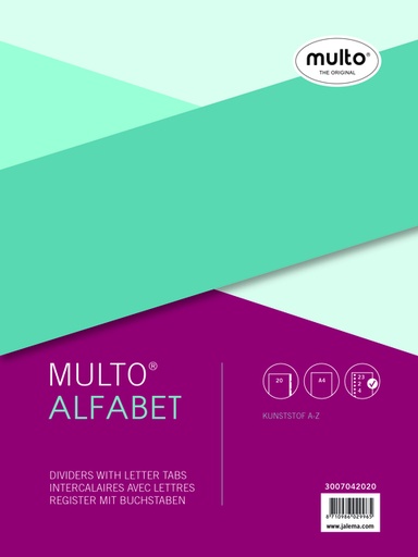 [270145] Intercalaire Multo A4 23 perforations 20 onglets A-Z gris