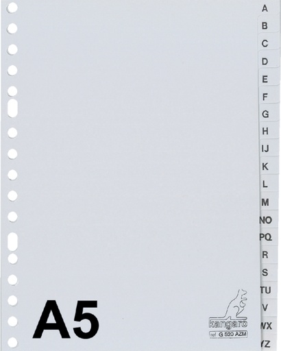 [271340] Intercalaire Kangaro G520AZM A5 17 perforations alphabet PP gris