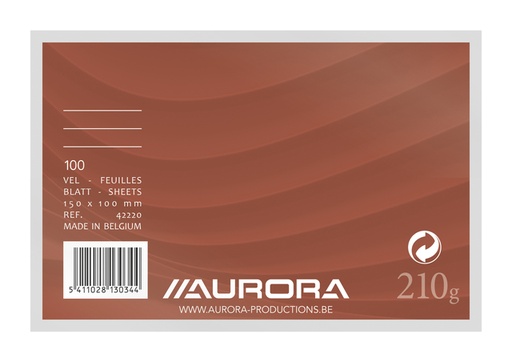 [202726] Fiche Système Aurora 150x100mm ligné + marge en-tête 210g blanc 100 feuilles