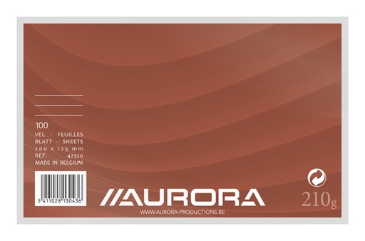 [202727] Fiche Système Aurora 200x125mm ligné + marge en-tête rouge 210g blanc 100 feuilles