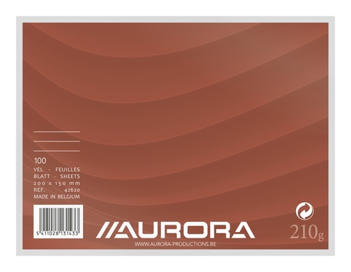 [202729] Fiche Système Aurora 200x150mm ligné + marge en-tête rouge 210g blanc 100 feuilles