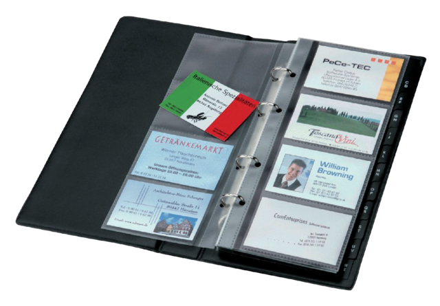 Visitekaartringband Sigel VZ300 voor 200 kaarten 90x58mm kunststof zwart