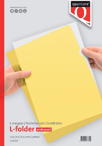 [510577] Pochette modèle L Quantore A4 PP 0.12mm grainé jaune 25 pièces