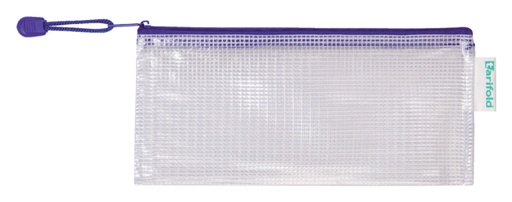 [512477] Pochette rangement Tarifold avec zip 250x130mm PVC bleu