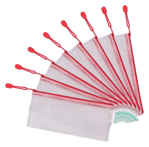 [512478] Pochette rangement Tarifold avec zip 250x130mm PVC rouge