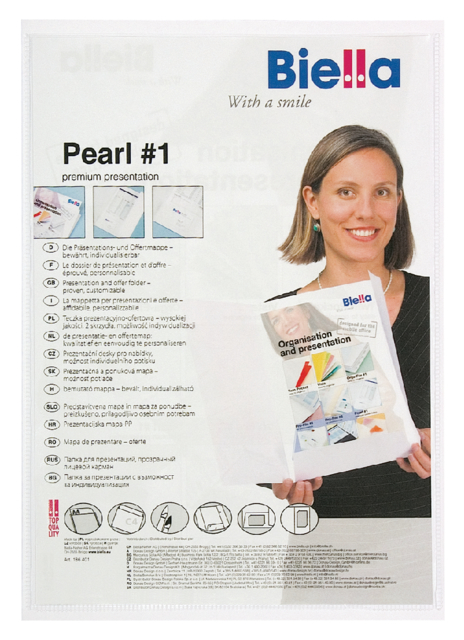 Dossier de présentation Pearl 1 A4 avec pochette 2 rabats blanc