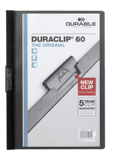 [511171] Chemise à clip Durable Duraclip A4 6mm 60 feuilles noir