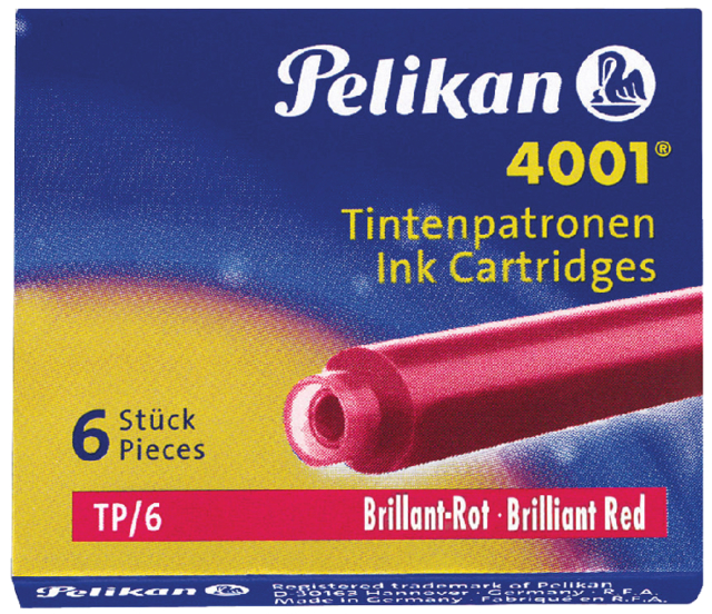 Cartouche d''encre Pelikan 4001 rouge