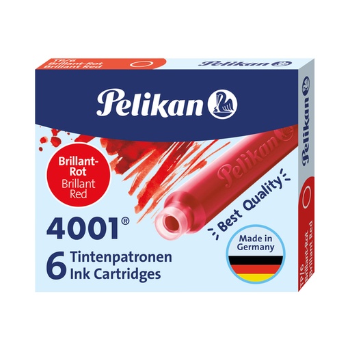 [609602] Cartouche d'encre Pelikan 4001 rouge 6 pièces