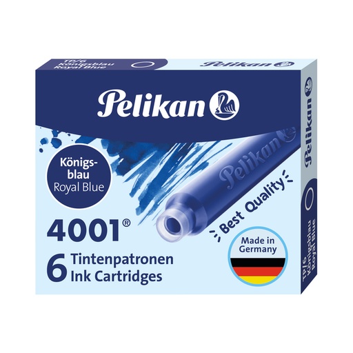 [609610] Cartouche d’encre Pelikan 4001 bleu roi 6 pièces