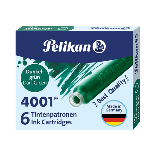 [609614] Cartouche d’encre Pelikan 4001 vert foncé 6 pièces