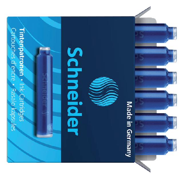 Cartouche d’encre Schneider DIN bleu boîte 6 pièces