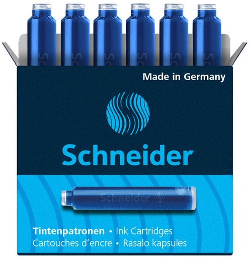 [106370] Cartouche d’encre Schneider DIN bleu boîte 6 pièces