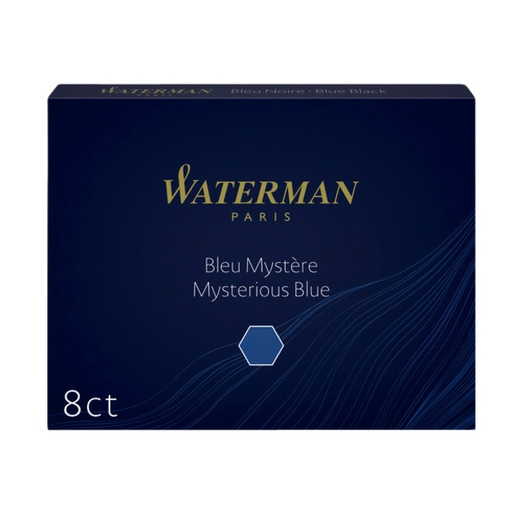 [609761] Cartouche d'encre Waterman n° 23 Longue bleu/noir boîte 8 pièces