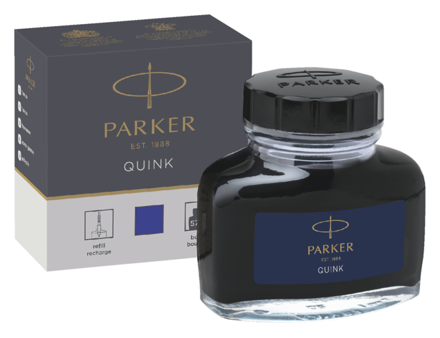 Encre pour stylo plume Parker Quink Bleu Permanent 57 ml.