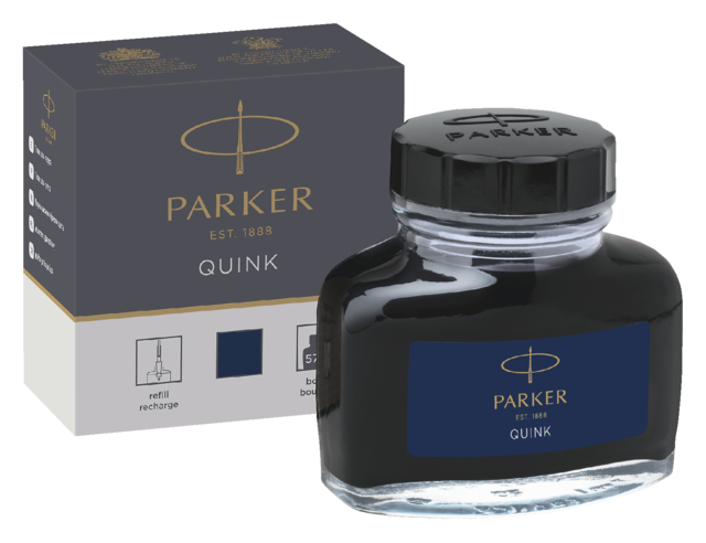 Encre stylo plume Parker Quink 57ml bleu/noir