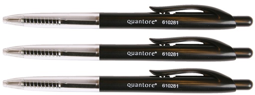 [610281] Stylo bille Stick Quantore rétractable Medium noir