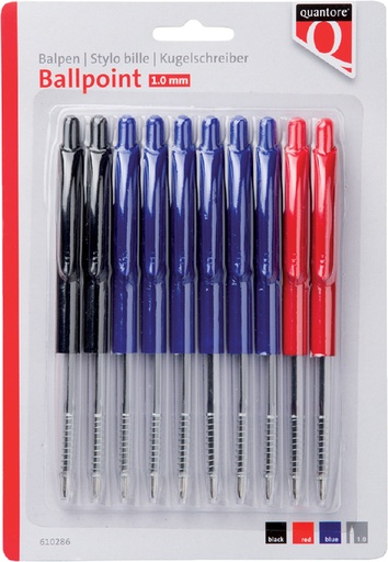 [610286] Stylo bille Quantore rétractable assorti 10 pièces