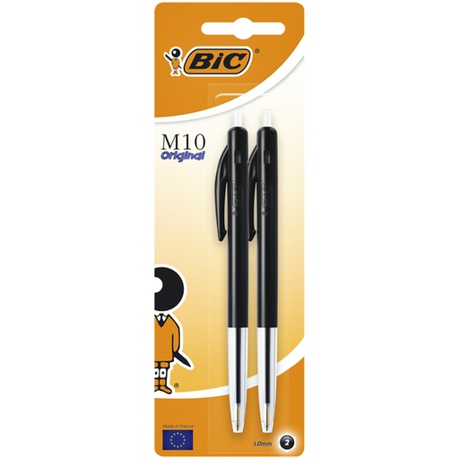 [616391] Stylo bille BIC M10 Medium noir blister 2 pièces