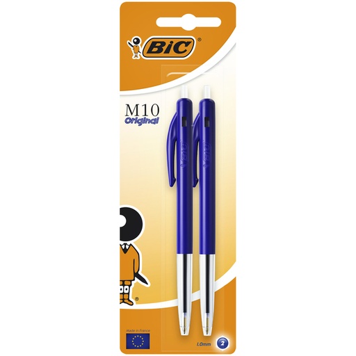 [616393] Balpen Bic M10 medium blauw blister à 2 stuks