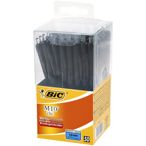 [616341] Stylo bille BIC M10 Medium noir boîte transparente
