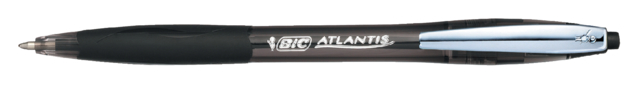 Balpen Bic Atlantis soft metalen clip clic medium zwart