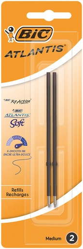 [616061] Recharge Stylo bille BIC pour divers stylos Medium noir blister 2 pièces