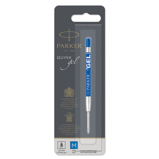 [625807] Recharge stylo gel Parker Quink Medium bleu blister 1 pièce