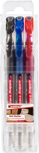 [614194] Roller gel edding 2185 Medium assorti étui 3 pièces