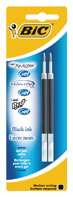 Recharge encre gel BIC pour divers stylos gel Medium noir blister 2 pièces