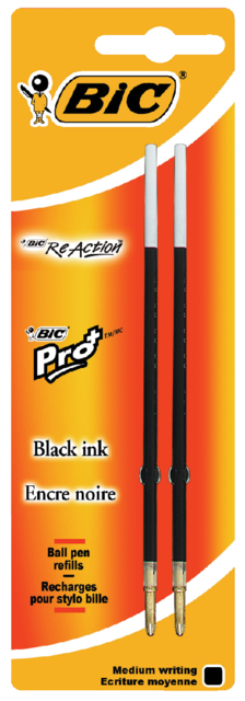 Gelschrijvervulling Bic voor diverse gelpennen medium zwart blister à 2 stuks