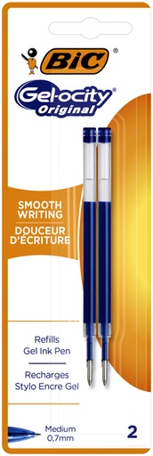 [636373] Gelschrijvervulling Bic voor diverse gelpennen medium blauw blister à 2 stuks