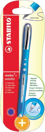 [632653] Rollerpen STABILO worker colorful 2019/41 M blauw blister à 1 stuk