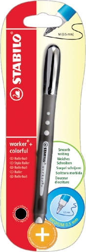 [632651] Rollerpen STABILO worker colorful 2019/46 medium zwart  blister à 1 stuk