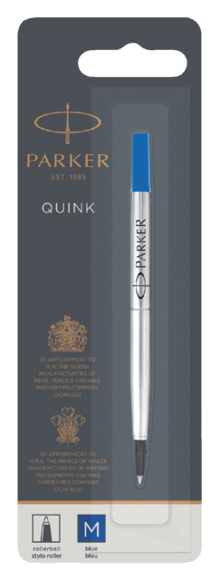 Recharge roller Parker Quink Medium bleu blister 1 pièce