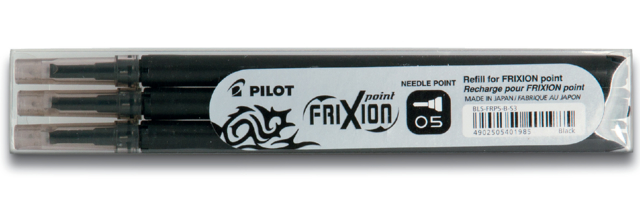 Recharge Roller Pilot FriXion Hi-Tecpoint Fin noir 3 pièces