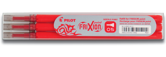 Recharge Roller Pilot FriXion Hi-Tecpoint Fin rouge 3 pièces