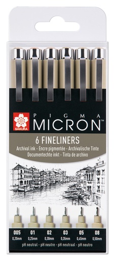 [632639] Fineliner Sakura Pigma Micron étui de 6 pièces  Noir