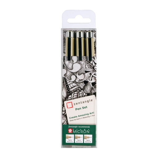 [632570] Tekenset Sakura Zentangle set à 3 pennen zwart