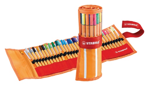 [633160] Fineliner STABILO point 88/30 rollerset oranje/rood fijn assorti 30st