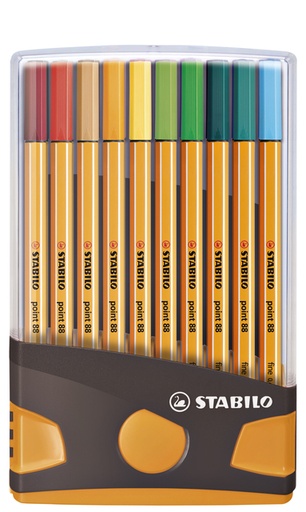 [633162] Fineliner STABILO Point 88 ColorParade étui orange/anthracite 20 pièces assorti