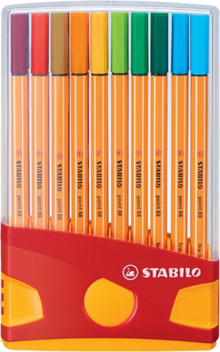 [633162] Fineliner STABILO point 88/20 ColorParade rollerset antraciet/oranje fijn assorti etui à 20 stuks